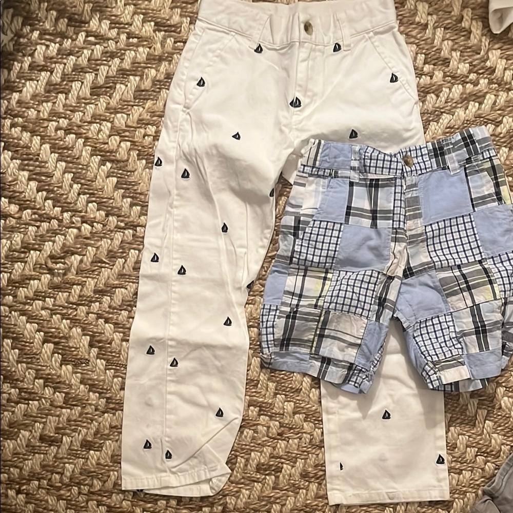 Janie and Jack White Casual Pants and plaid shorts